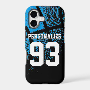Custom blue basketball jersey number iPhone 17 case
