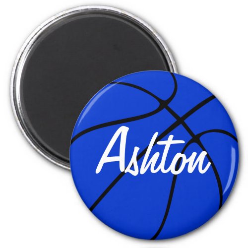 Custom Blue Basketball Round Fridge Magnet