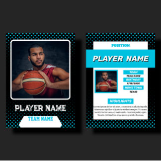 Custom Blue Basketball Trading Card Player Profile
