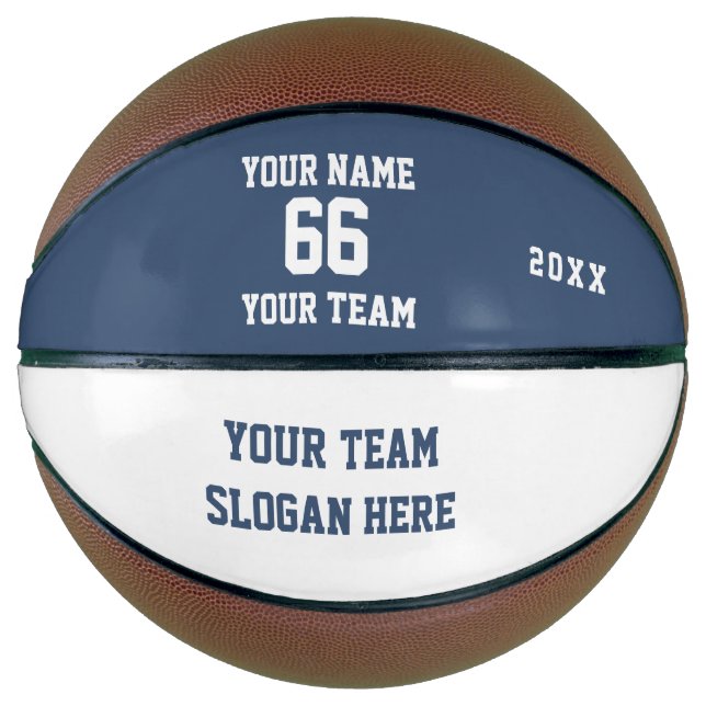 Custom Blue Basketball with Name, Number, Team (Front)