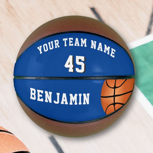 Custom Blue Basketball with Team Name Number