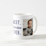Custom Blue Best Grandpa Ever 2 Photo Mug<br><div class="desc">Personalized blue best grandpa ever 2 photo mug. Create a beautiful gift for your grandpa by personalizing this photo mug. Perfect for a Father's Day, Grandparent's Day, birthdays or holidays. The color of the text can be changed to any color. Easily add your family photos to make a unique custom...</div>