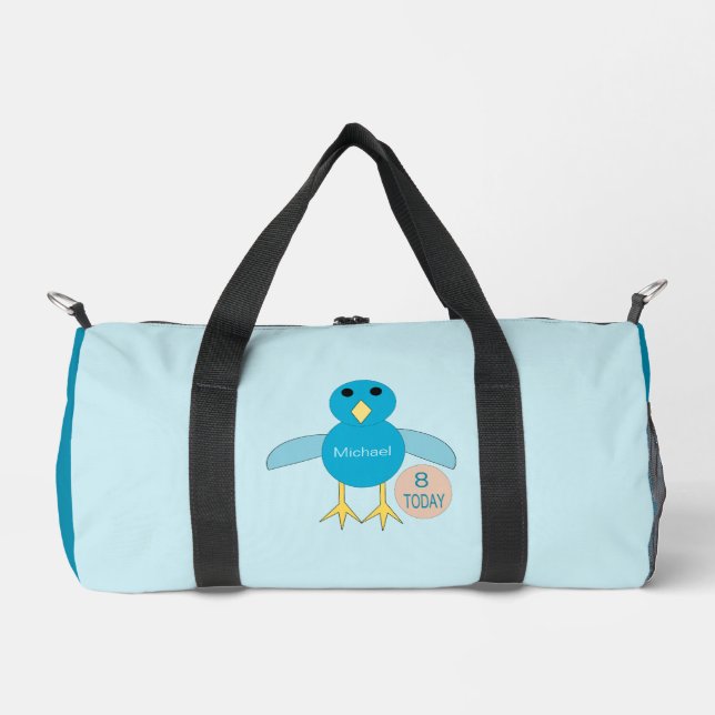 Custom Blue Birthday Boy Chick Duffle Bag (Front)