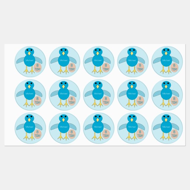 Custom Blue Birthday Boy Chick Labels (Sheet)
