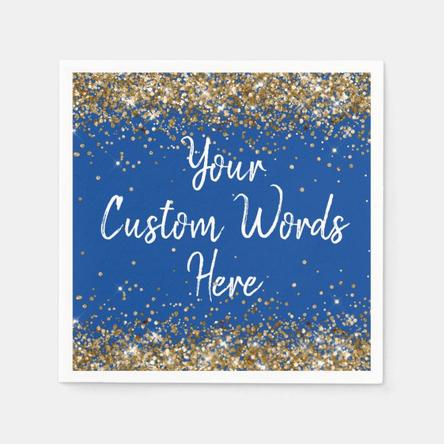 Custom Blue Birthday Party Anniversary Graduation Napkins (Front)