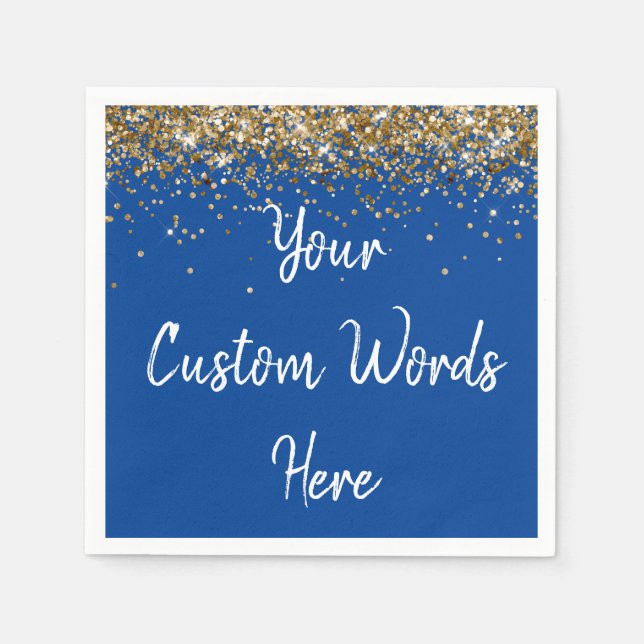 Custom Blue Birthday Party Anniversary Graduation  Napkins (Front)