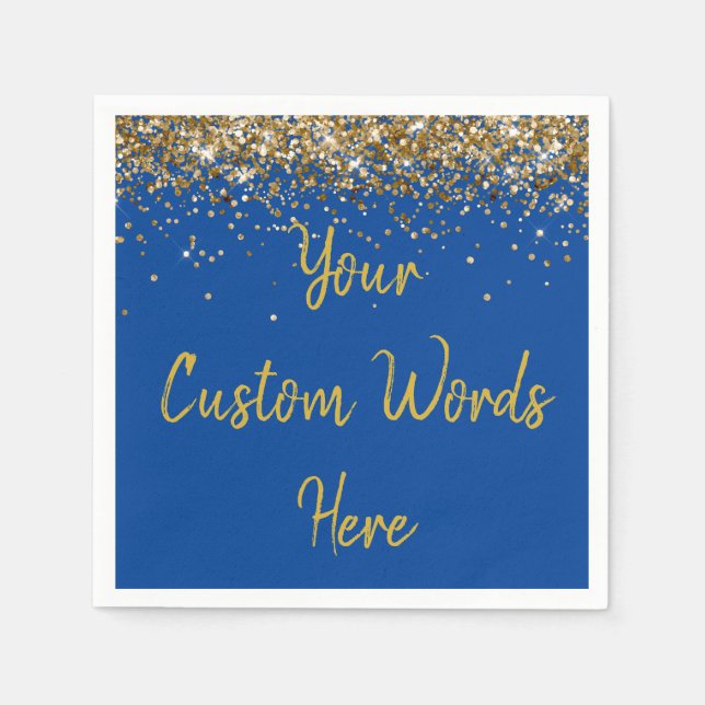 Custom Blue Birthday Party Anniversary Graduation Napkins (Front)