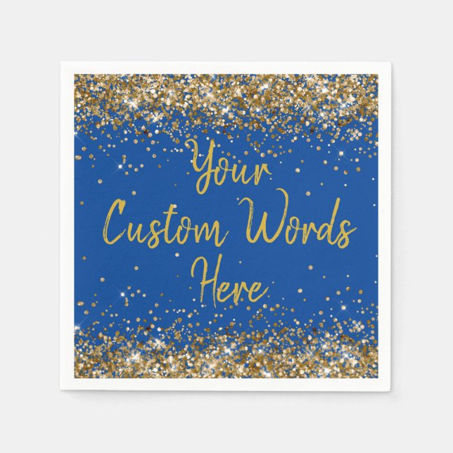 Custom Blue Birthday Party Anniversary Graduation Napkins (Front)