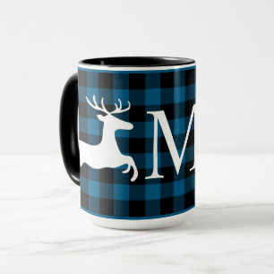 Custom Blue Black Buffalo Lumberjack Check Plaid Mug
