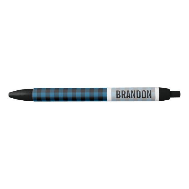 Custom Blue Black Buffalo Lumberjack Pattern Pen (Front)