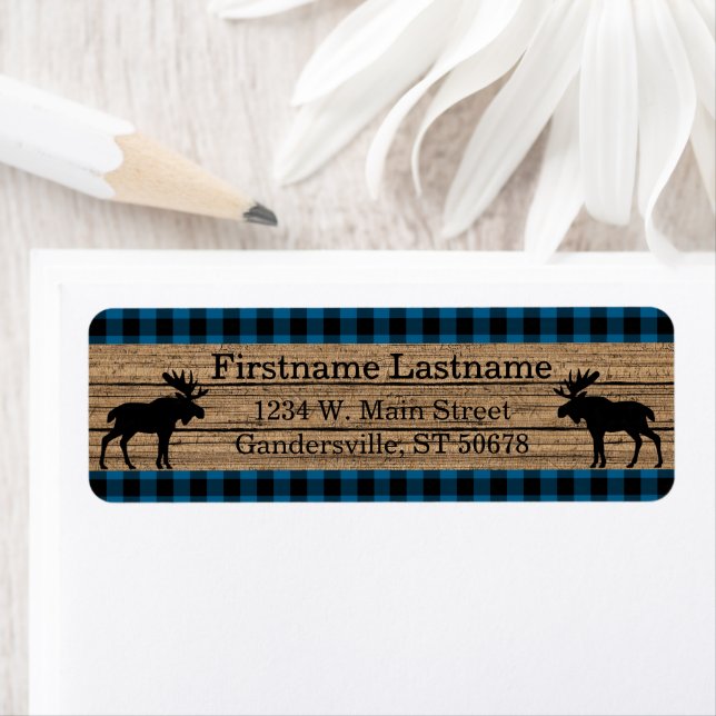 Custom Blue Black Country Check Plaid Pattern Label (Insitu)