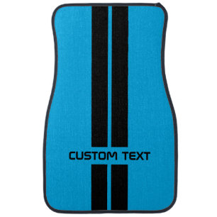 Custom Blue & Black Racing Stripes Gift Car Floor Mat