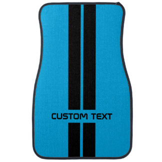 Custom Blue & Black Racing Stripes Gift Car Floor Mat