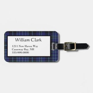 Custom Blue & Black Tartan Plaid Luggage Tag