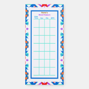 Custom Blue Blood Pressure BPM Monitor Tracker Magnetic Notepad