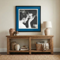 Custom Blue Border Minimalist Couple Photo Wedding