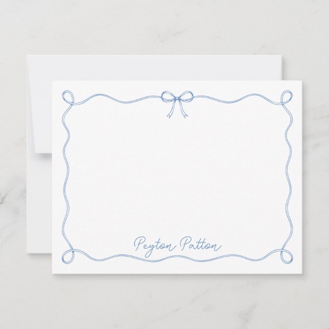 Custom Blue Bow Note Card (Front)