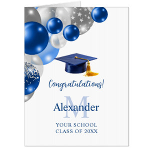 Custom Blue Boys Graduation  Card