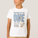 Custom Blue Brother of  One Silly Goose Birthday T-Shirt<br><div class="desc">Personalized Modern Brother of the One Silly Goose First Birthday Party 1st Birthday Celebration</div>
