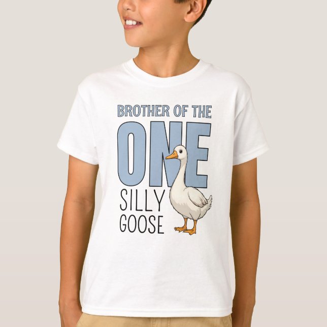 Custom Blue Brother of  One Silly Goose Birthday T-Shirt (Front)