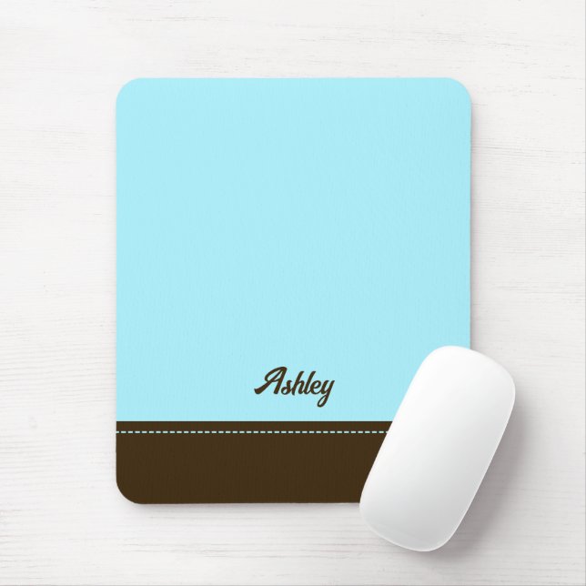 Custom blue brown personalized preppy stylish chic mouse pad (With Mouse)