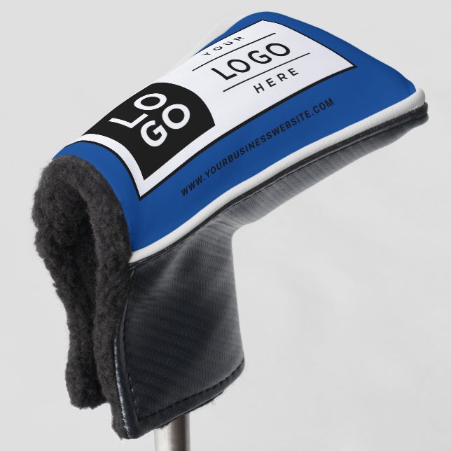 Custom Blue Business Logo Branded Golf Head Cover (3/4 Front)