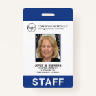 Custom Blue Business Logo Employee Photo ID