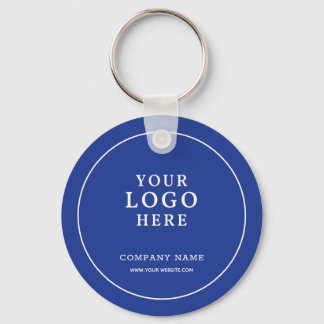 Custom Blue Business Logo Qr Code Promotional   Keychain