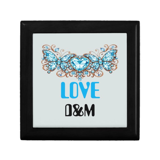Custom Blue Butterflies Love Valentine Day Gift Box (Front)