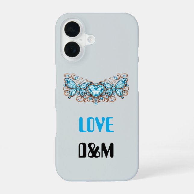 Custom Blue Butterflies Love Valentine Day Gift iPhone Case (Back)