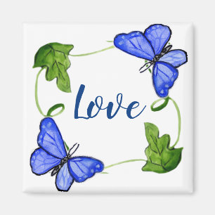 Custom Blue Butterfly With Vines Magnet