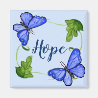 Custom Blue Butterfly With Vines Magnet