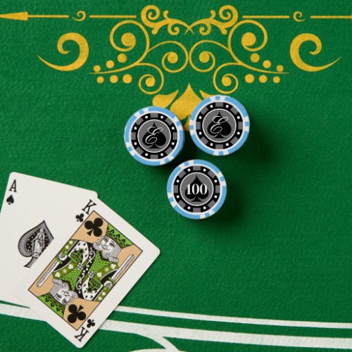 Custom blue casino poker chips for gambling party