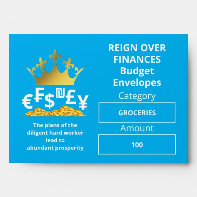 Custom BLUE Christian Budget Cash Money Envelope (Front)