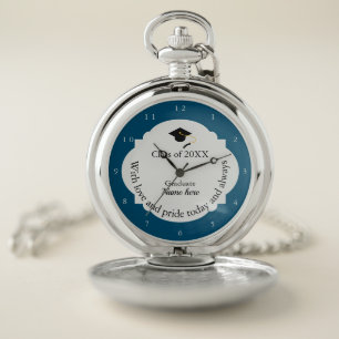 Custom Blue Class Of 20XX Graduation Template Pocket Watch