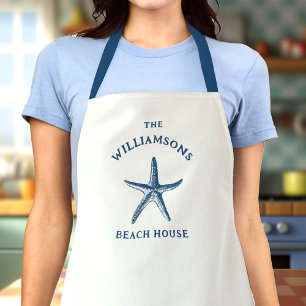 Custom Blue Coastal Starfish Beach House Apron