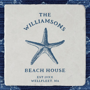 Custom Blue Coastal Starfish Beach House Trivet