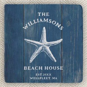Custom Blue Coastal Starfish Beach House Trivet