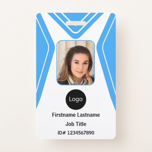 custom blue company employee Photo Logo Bar Code Badge