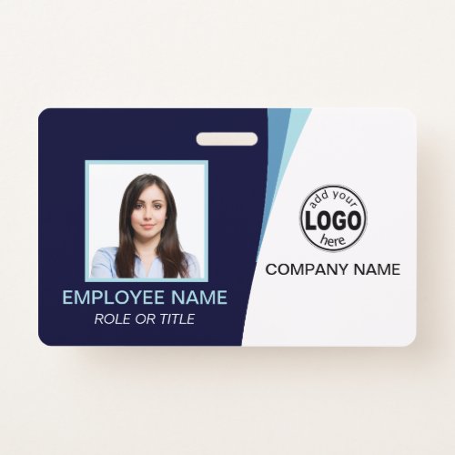 Custom Blue Corporate Employee Photo Name Tags Badge