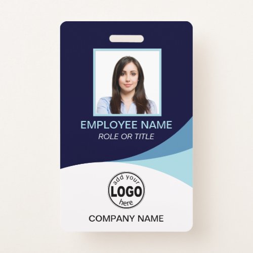 Custom Blue Corporate Employee Photo Name Tags Badge