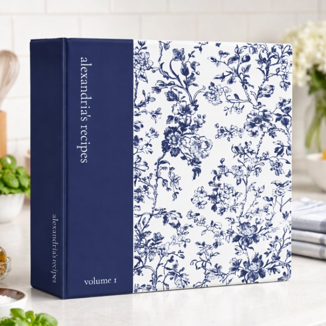 Custom Blue Country Floral Recipe 3 Ring Binder (Creator Uploaded)