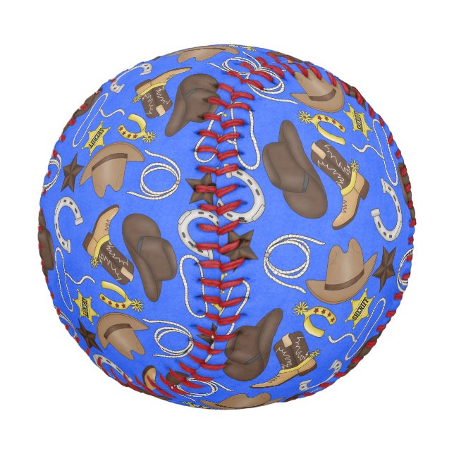 Custom Blue Cowboy Way Baseball (Angled)
