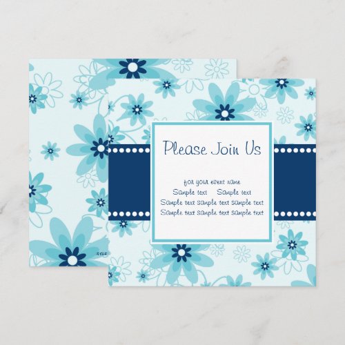 Custom Blue Daisies Square Invitations