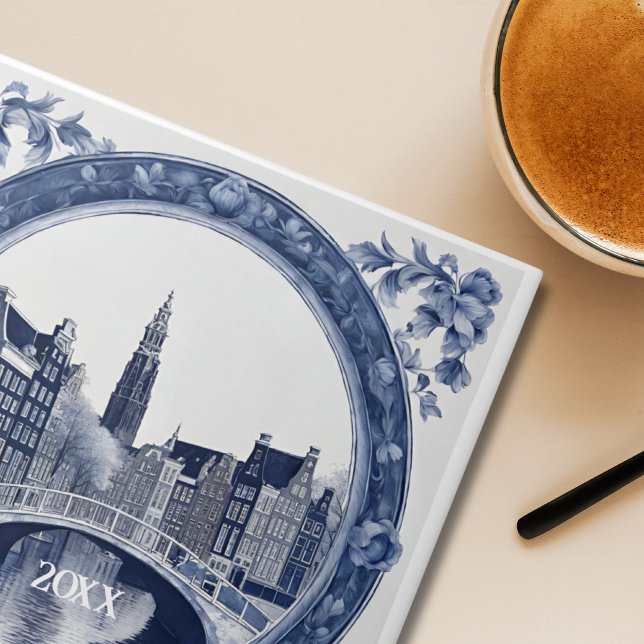 Custom Blue Delft Amsterdam Souvenir Ceramic Tile (Creator Uploaded)