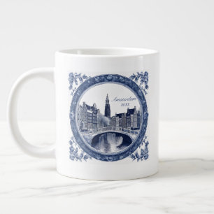 Custom Blue Delft Amsterdam Souvenir Giant Coffee Mug