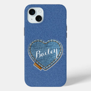 Custom Blue Denim Heart iPhone / iPad case