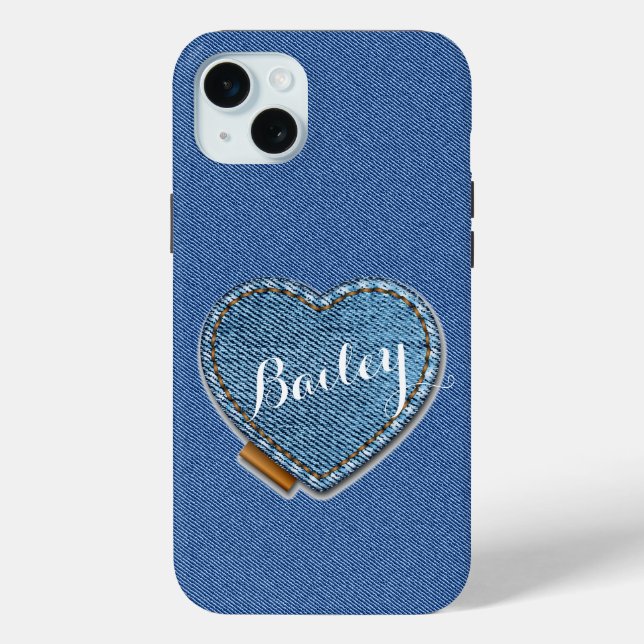 Custom Blue Denim Heart iPhone / iPad case (Back)