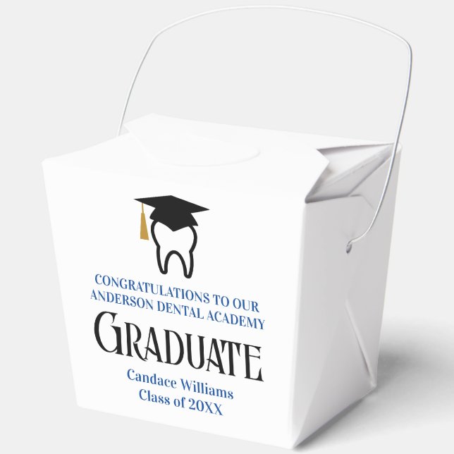 Custom Blue Dental School Graduation Party Favor Boxes (Front)