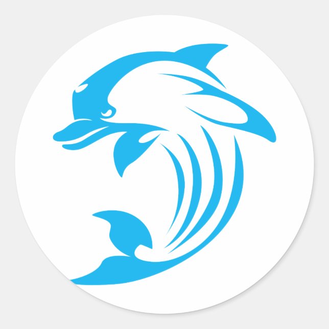 Custom Blue Dolphin Logo Classic Round Sticker (Front)